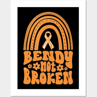 Ehlers-Danlos Syndrome Awareness Ribbon: Bendy Not Broken Orange Boho Rainbow Posters and Art